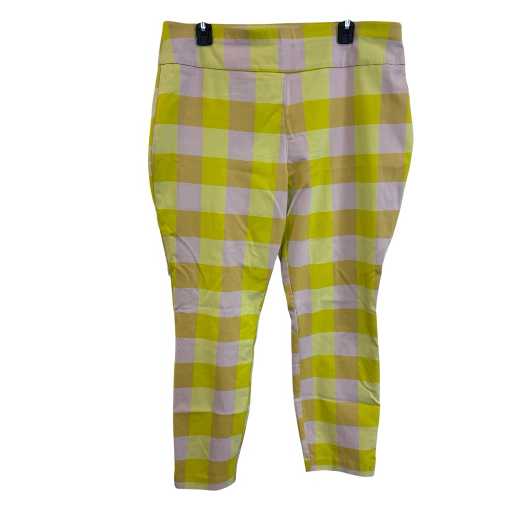 Women's 7th Avenue Pants XL Yellow Pink Plaid